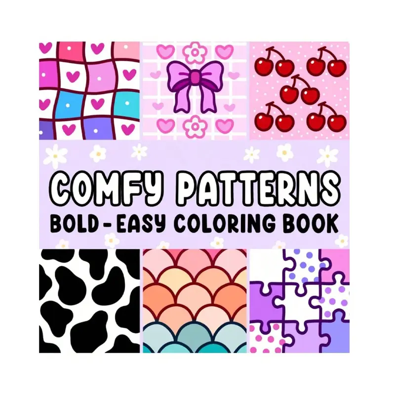 1-Piece COMFY PATTERNS Coloring Book with for Adults and Kids, Simple Large Designs for Relaxation, Stress Relief, Healing, Easy Coloring, No-Experience-Needed Drawing, Therapeutic Artwork, Creative Hobbies, Christmas and Back-to-School Gift