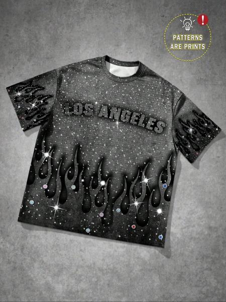 Men's Short Sleeve Dry Fit Sports Round Neck T-Shirt, Fun Graphic Letter Print Casual Tee, Fashion Street Style Trendy Top