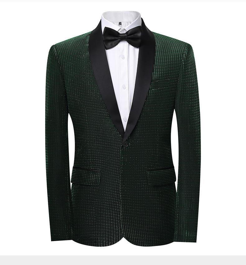 Men's Slim Fit Groom Tuxedo Suit  Korean Style Wedding Blazer & Pants Set, Business Casual Plaid Suit
