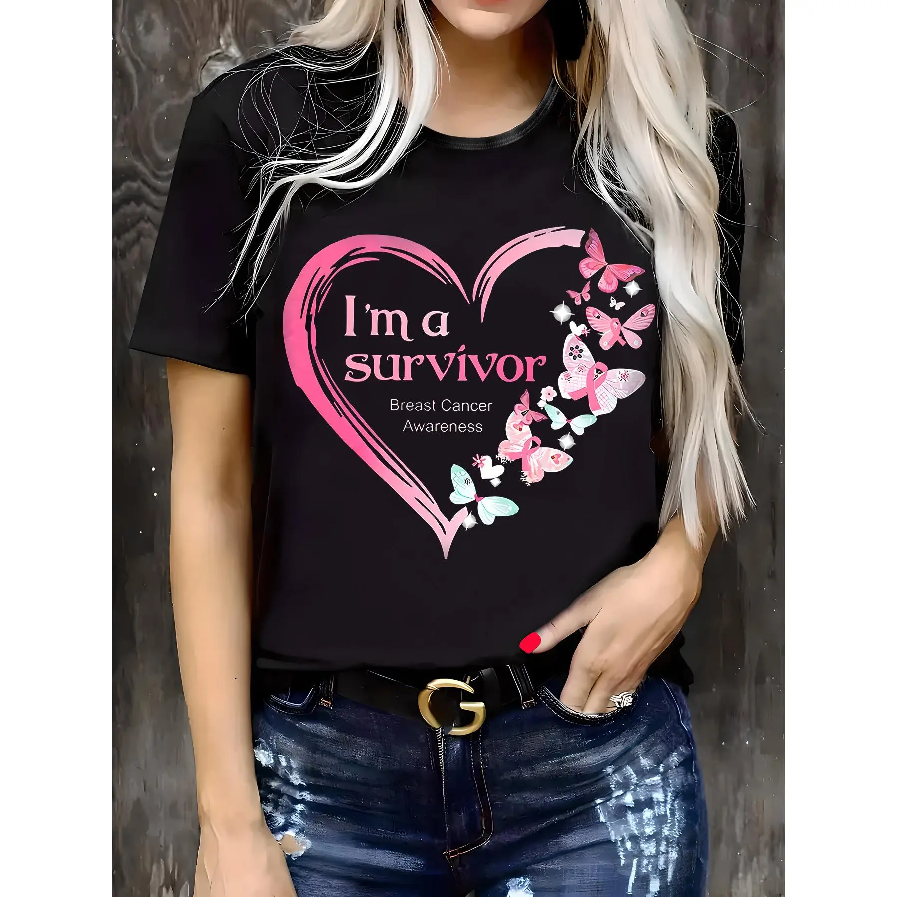 Women's Plus Size T-Shirt, Casual Letter Graphic Print Top in 100% Cotton, Short Sleeve Crew Neck Tee, Regular Fit, Women's Graphic Tees, Curvy Women Plus Size