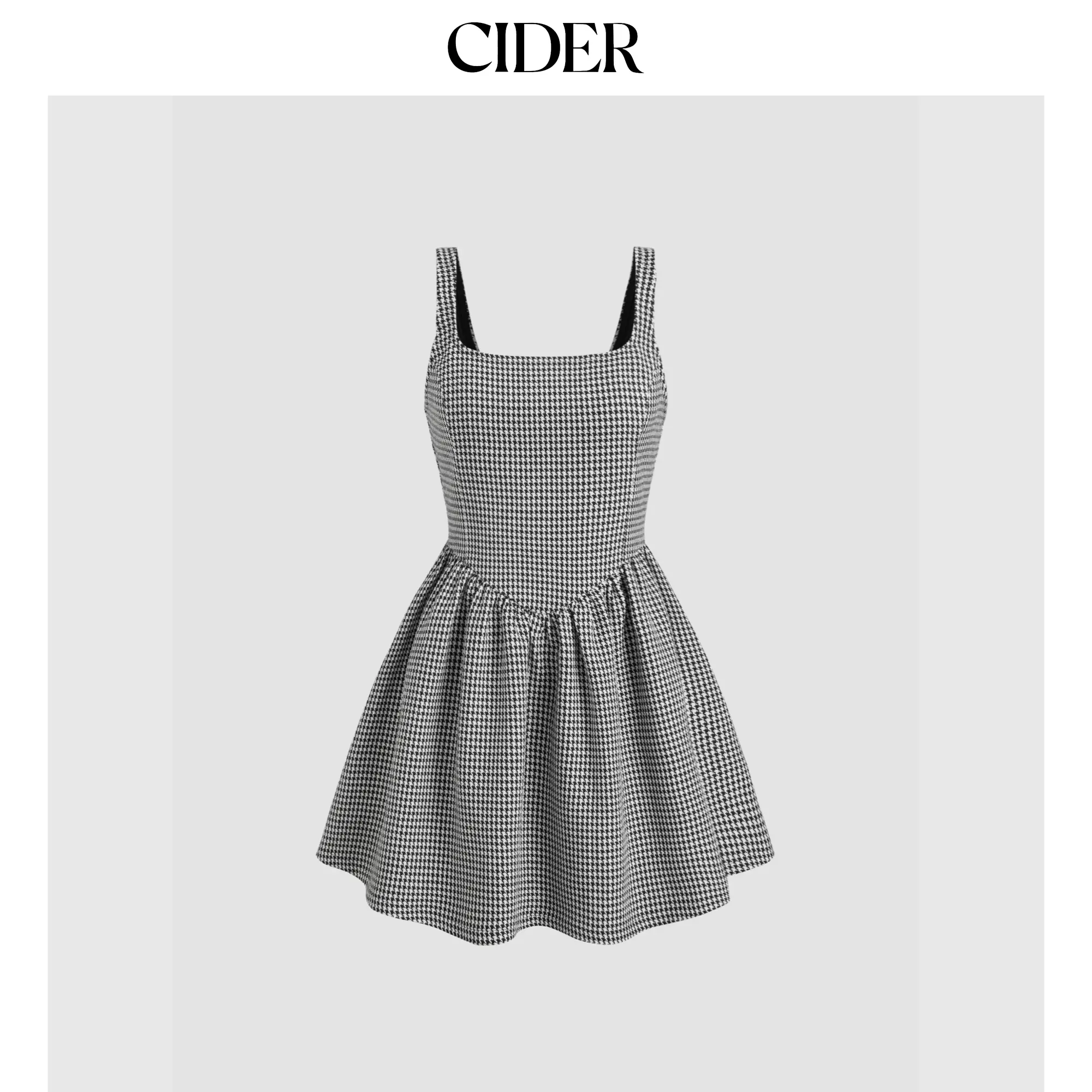 Cider [size 0-10] Tweed Square Neck Houndstooth Zipper Mini Dress SummerFinds