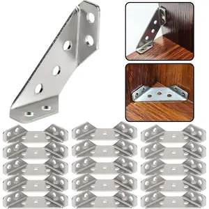 25PCS Universal Stainless Steel Furniture Corner Connector Brackets  Bookshelf Wardrobe Shelves Wood Chair Drawer Cabinet