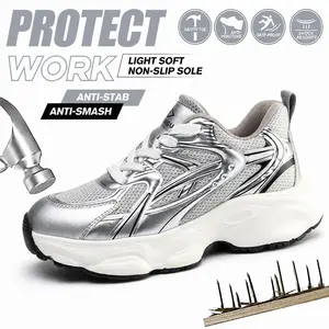Women's Non Slip Work Shoes with Steel Toe Protection,anti-smash and puncture-proof work shoes for women 2026, Lightweight & Breathable Safety Sneakers for Nurses and Servers Standing All Day
