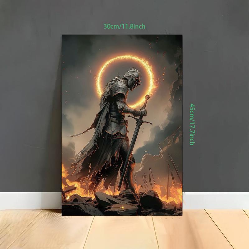 Frameless Artwork, 2D Flat1 Dark Soul Canvas Wall Poster - Frameless, Dramatic Sword Dance Design, Perfect for Living Room, Study, Bedroom Decoration |   Elegant Black Framed Gift, Ideal Room Decor, 2D Flat, Perfect for Room Decor