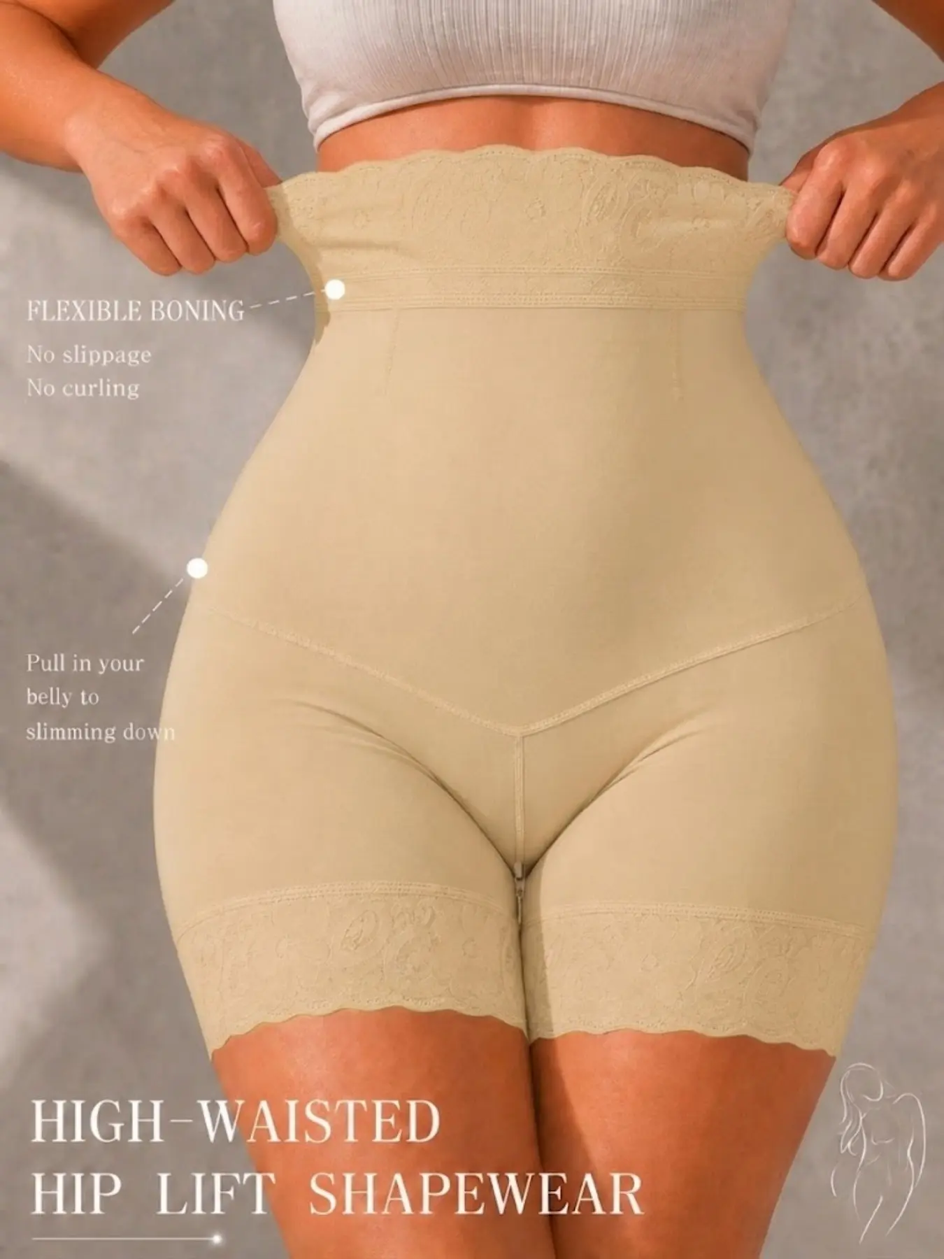 1 Count Women's High Waist Shapewear Bottoms, Colombian, Fajas, Butt Lifting And Tummy Control Body Shaper Shaping Panties, Non-Slip Strip Lace Trim Shapewear Shorts, Comfortable Breathable Panty, Ideal For Everyday Wear, Work Commute & Weekend Leisure