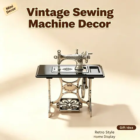 Vintage Mini Metal Sewing Machine Decor, Retro Metal Dollhouse Ornament, Creative Vintage Home Décor, Gift for Friends