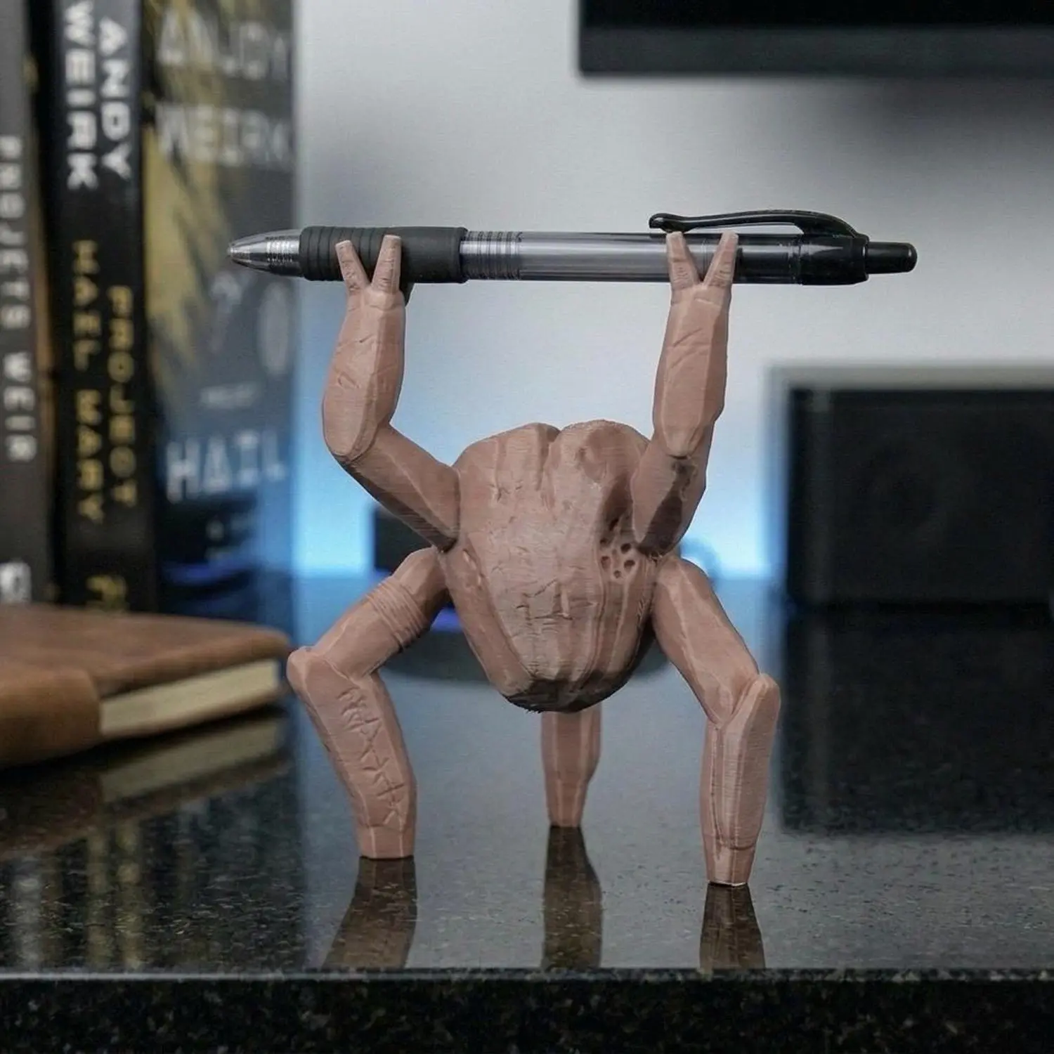 Alien Pen Holder Desk Organizer - Rocky Inspired Sci-Fi - 3D Printed Sci-Fi Pencil Stand, Unique Desk Accessory, Office Supply Organizer, Bookshelf Decor, Office Desktop Decoration, Gift for Sci-Fi Fans