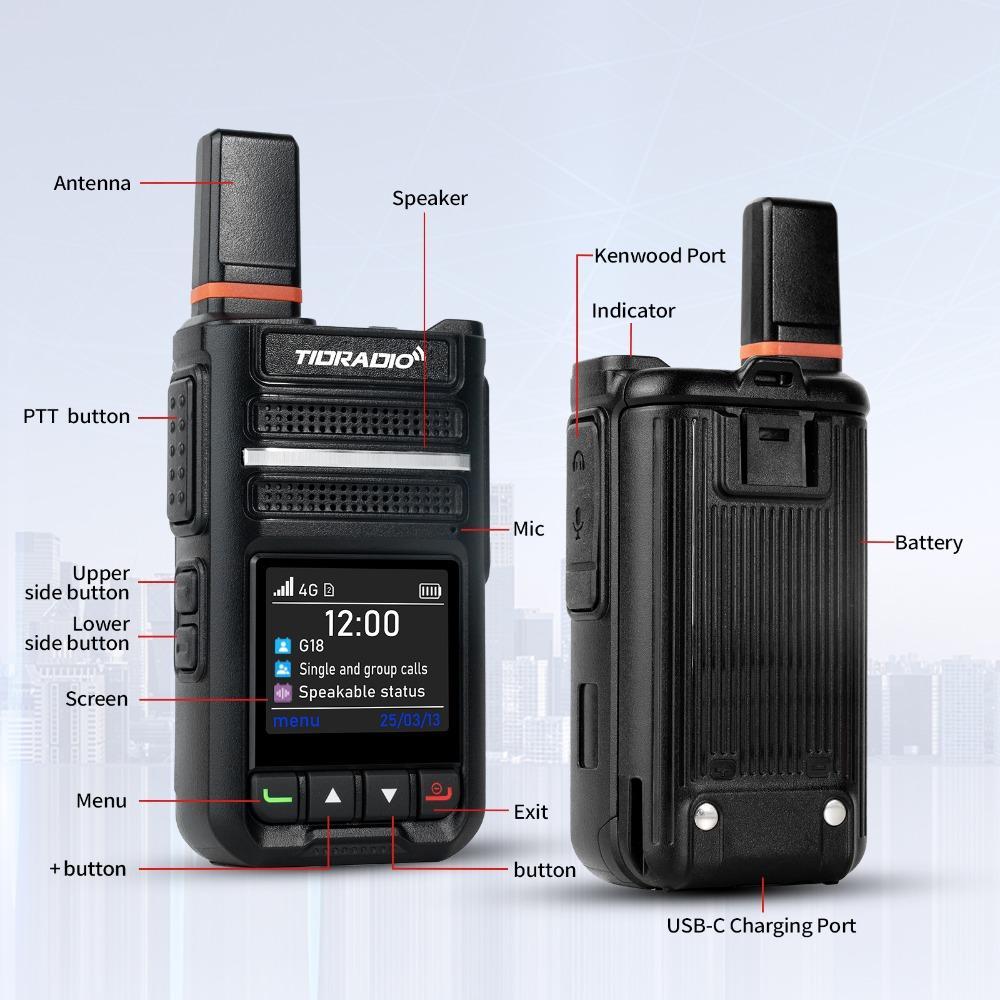 TIDRADIO TD-G18 Global POC Radio with 1 Year SIM Card Walkie Talkie Long Range 4G Network 2 Way Radio 5000 KM for Hiking and Camping 3000mAh Battery Clear Audio 4G Signal