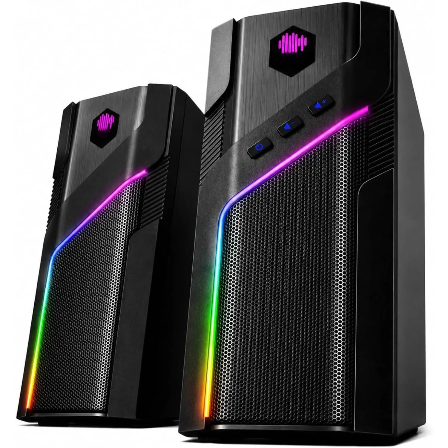 W-206RE RGB Gaming Speakers for PC,  & USB  Speakers for Desktop PC,  Control Stereo Speakers for  & Laptop with 21 LED Light Modes