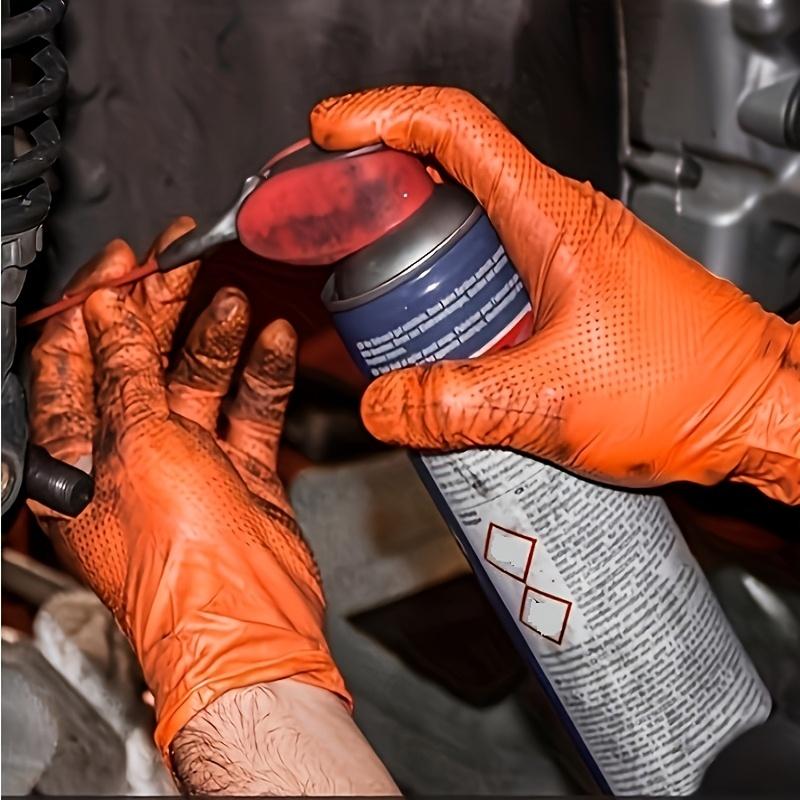 30Pcs Nitrile Gloves Heavy-duty 8g Disposable Orange/Black Diamond-pattern Pure Nitrile Gloves, 8 Mil Thick, Raised Diamond Texture, Powder-free and Latex-free, Suitable for Automotive, Outdoor, Kitchen, and Household Cleaning Use,Home Essentials