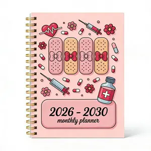 2026-2030 Monthly Planner/Calendar - January 2026 to December 2030, 5-Year Monthly Planner, Nurse-Themed Cover Design Notebook, Annual Calendar Planning, Monthly Tabs, 60-Month Calendar, 5.5 x 8.3 inches, Thick Paper, Elastic Cover, Durable Double Wire Sp