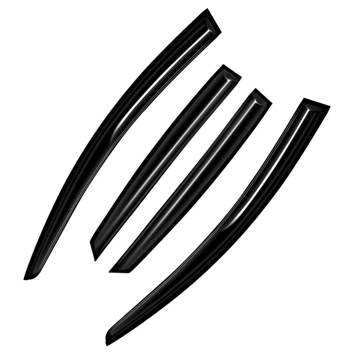 4PCS Tape-On Window Visors Rain Guards For Ford Focus 4-Door Sedan / Hatchback 2012-2018 | 3D Wavy ST Style with Built-In Water Channels | Outside Mount Wind Deflectors Sun Vent Shade