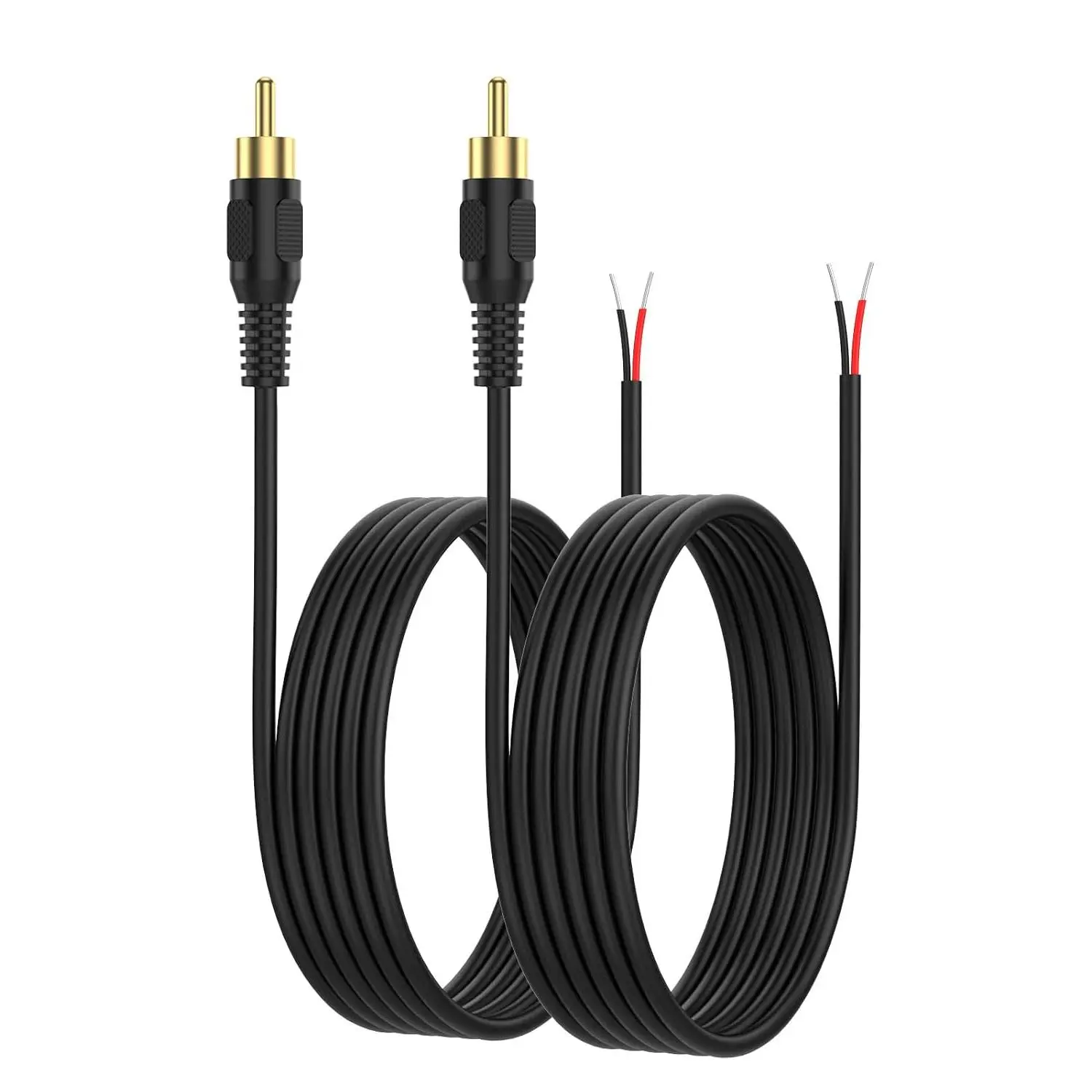 2-Pack 20AWG 3.3FT Alloy Speaker Wire Connector Adapter, 2 Bare Wire Cables to Plug Repair Cord for Speaker Amplifier, DVD, Stereo Devices, TV, Subwoofer