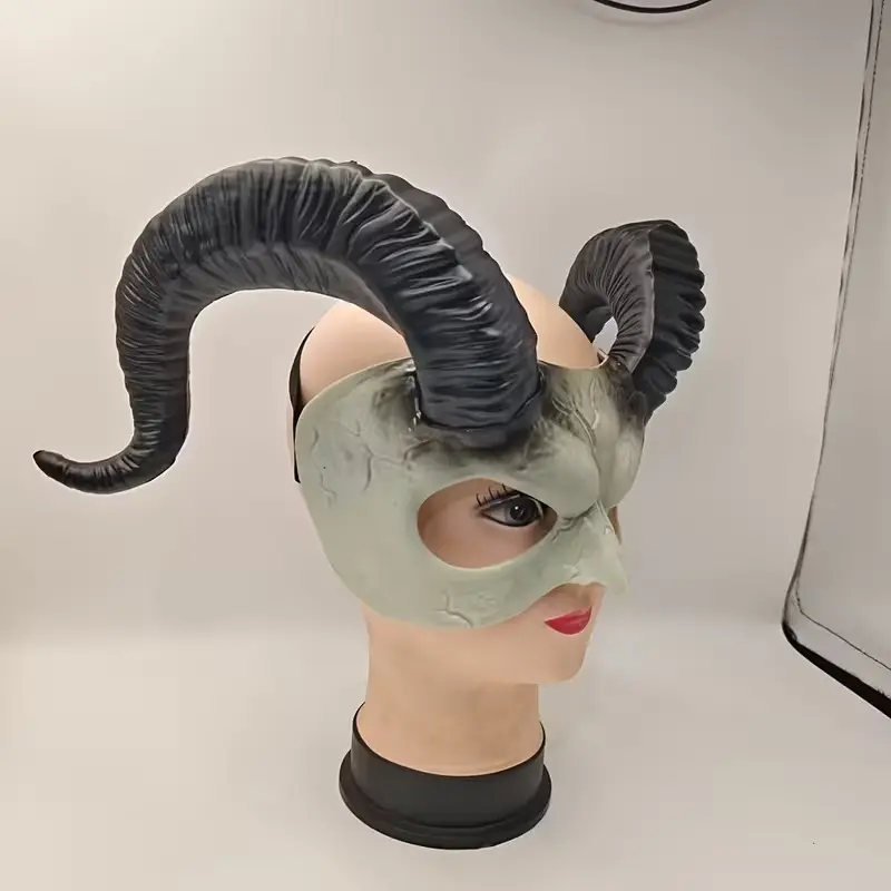1pc Sheep Horn Half Face Mask, Animal Mask, Animal Head Mask, Festival Role Costume, Halloween Party Props, Wearable Carnival Accessory, Perfect for Celebrations
