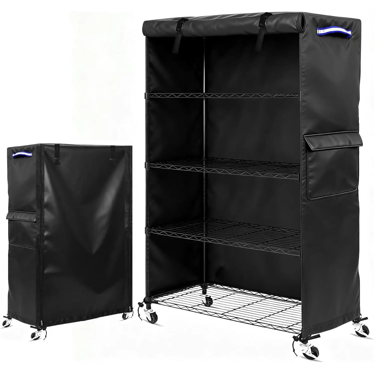 Shelf Cover, Outdoor Heavy Duty  Storage Shelves Cover,48''x18''x72'' Shelf Covers for Wire Shelving with Zippers,Storage Rack Covers with Side Pocket,