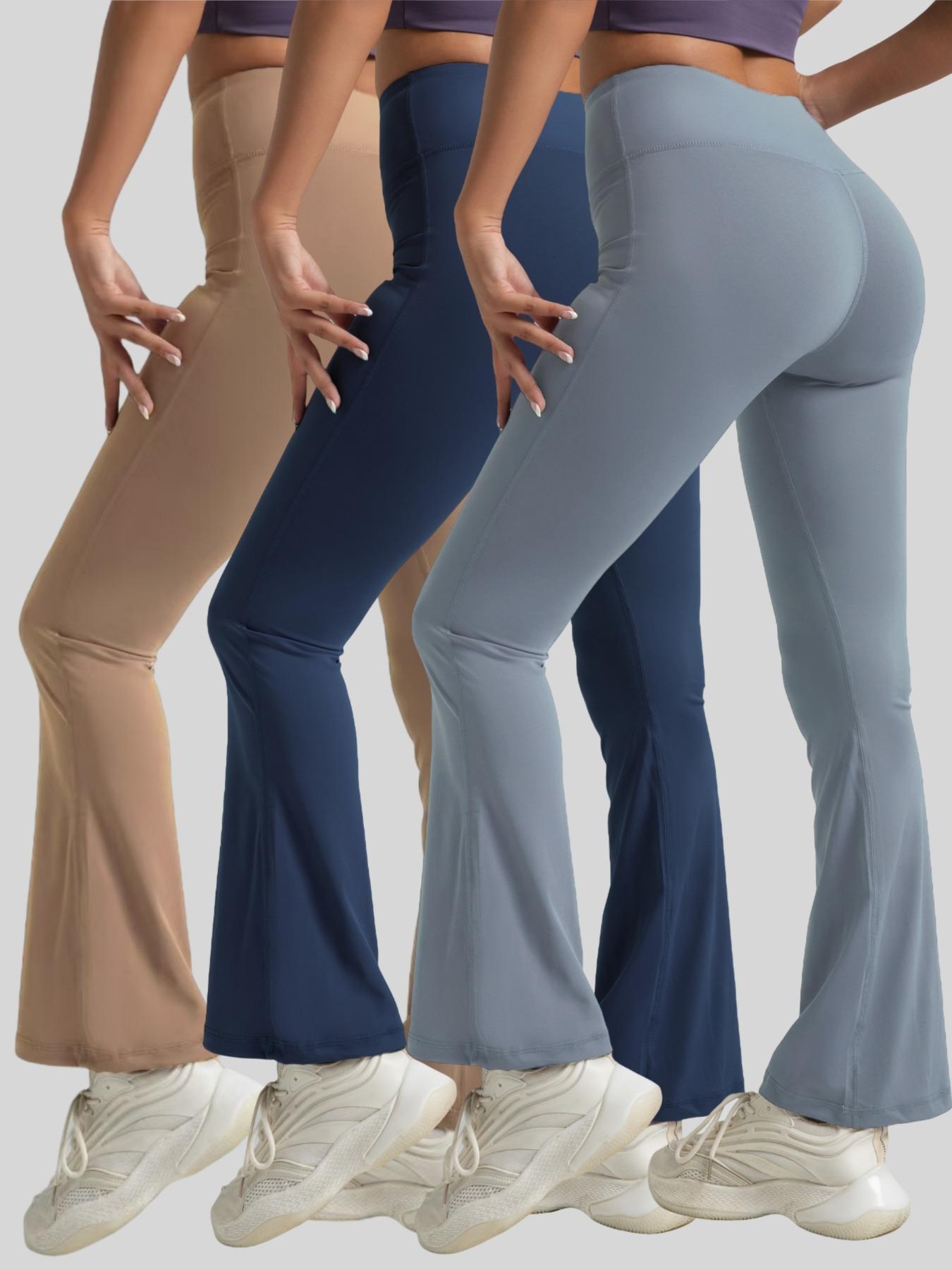 Women's Solid High Waist Flare Leg Sports Leggings, Casual Comfort and Durability Breathable Bell Bottom Skinny Pants for Yoga Gym Workout, Ladies Sportswear for All Seasons, Fitness Yoga Pants, Solid Flared Leggings