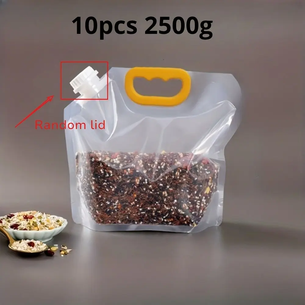 10-Pack Food Storage Bags, Grain and Bulk Storage Bags, Inverted Mouth Transparent Sealed Bags, Home Kitchen Essentials, Five-Grain Sealing Bags