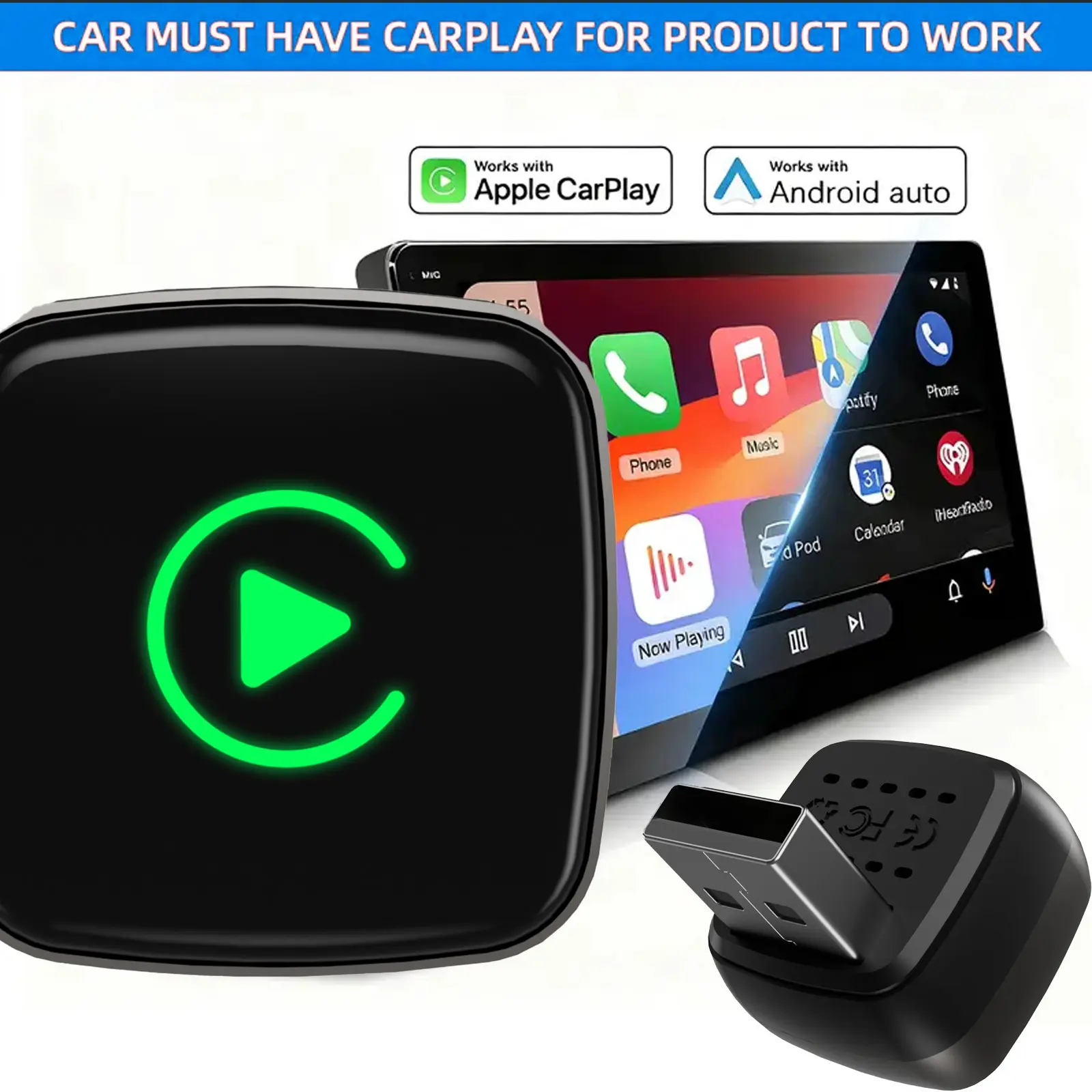 2026 Mini Wireless Carplay Adapter for iPhone & Android Auto Dongle 2-in-1 Newest Upgraded, Plug & Play, Easy Setup, For Cars 2016+ with Wired Carplay & Android Auto Convert to Wireless, Fast & Stable Connection