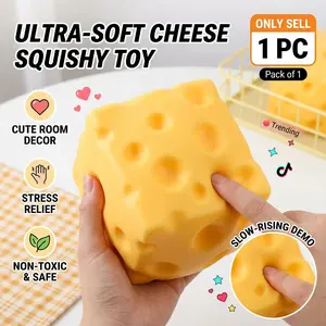 Super Soft Giant Cheese Squishy – Satisfying Squeeze Fidget Toy for Stress Relief – Realistic Slow Rising Sensory Toy for Kids & Adults – Perfect Desk Buddy