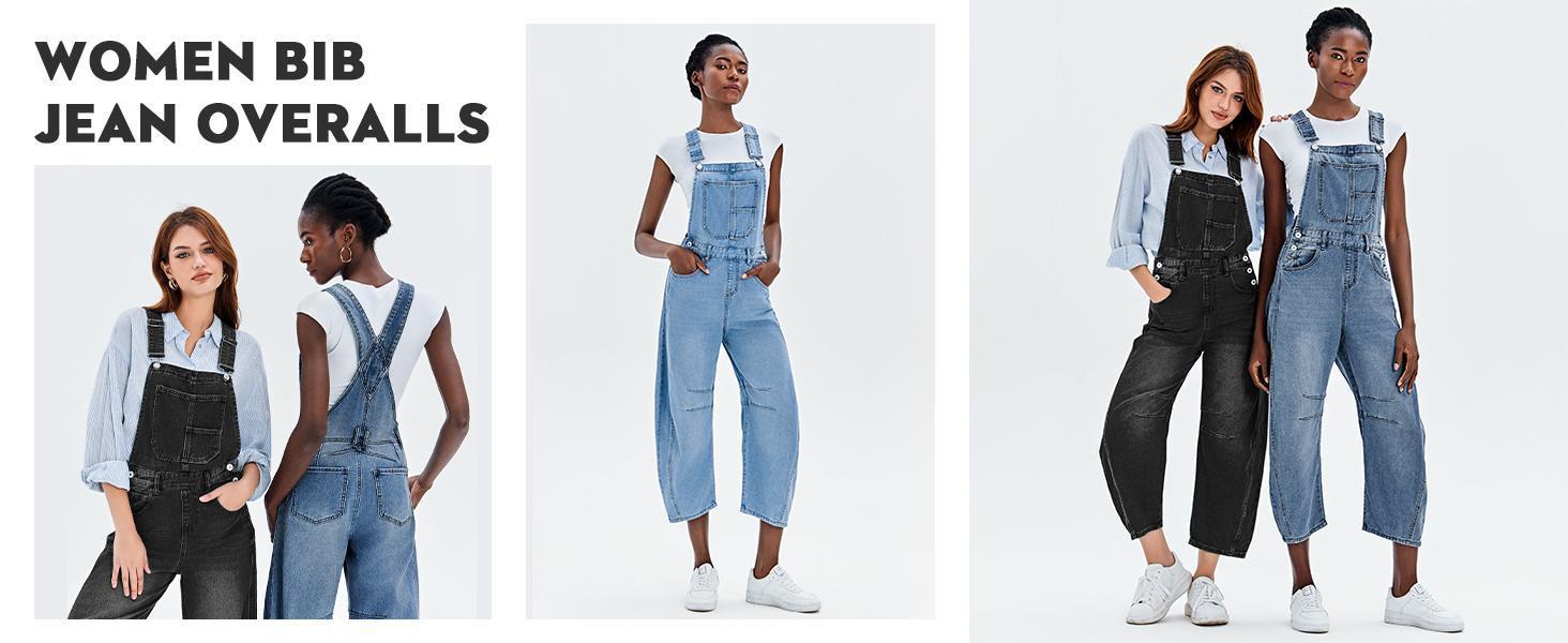 Imily Bela Womens Denim Bib Overalls Barrel Leg Adjustable Strap Jean Pants Jumpsuits with Pocket Imily Bela Womens Denim Bib Overalls Barrel Leg Adjustable Strap Jean Pants Jumpsuits with Pocket