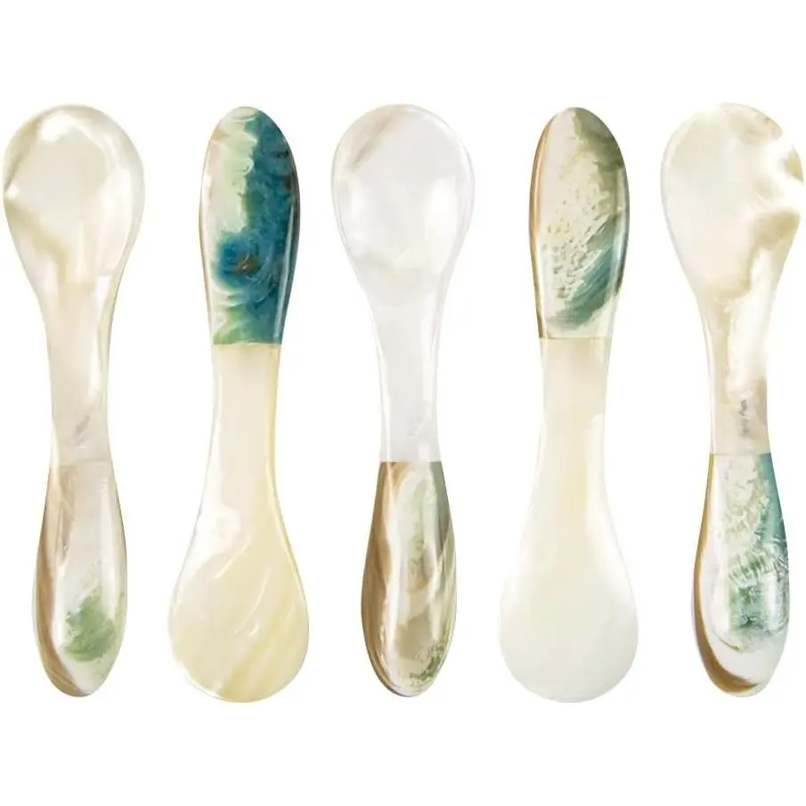 DUEBEL Mother of Pearl Caviar Spoons, 4' Luxury Handmade Spoons for Caviar/Shrimp/Egg/Icecream Serving (5pcs)