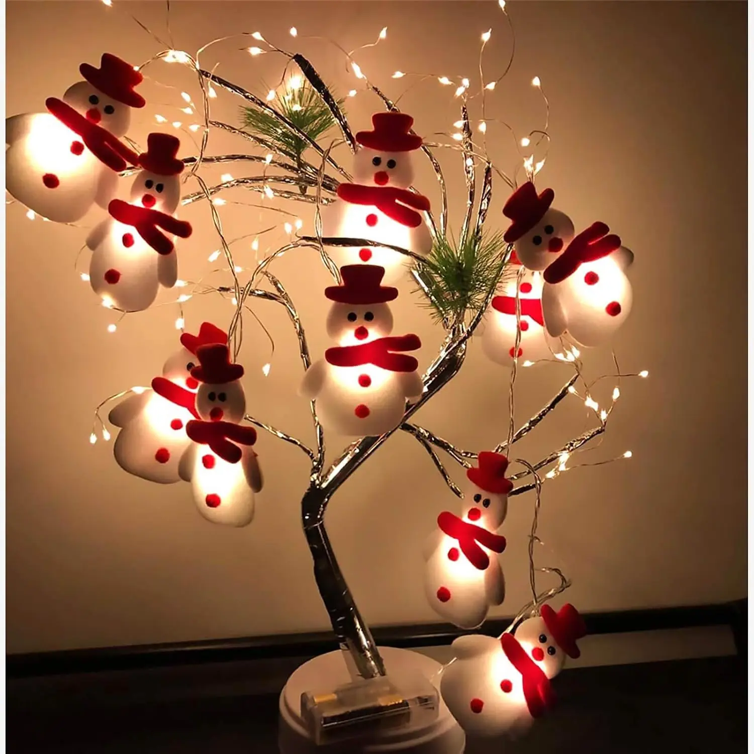 Christmas Snowman String Lights - 10 LEDs 5.4ft  Light Up String Lights, Short Plush Lights for Christmas Decorations ( Operated)