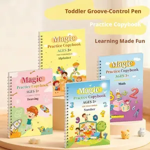 New Four-Page Magic Calligraphy Practice Book, Includes Pen Holder, 10 Nibs, Reusable, Comfortable Tracing, Educational Gift