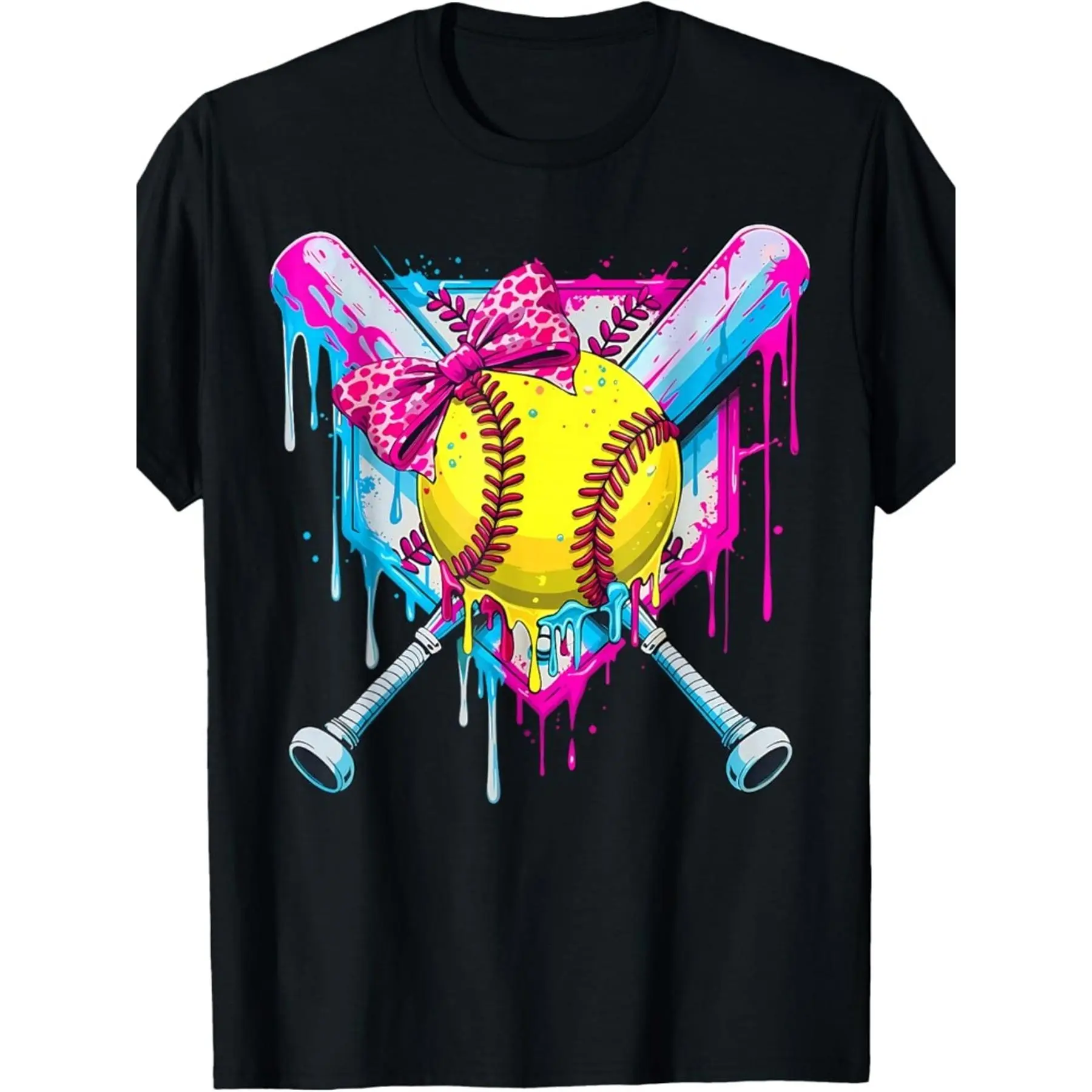 Softball Drip Ice Cream Girls Girls Game Day Softball Vibes T-Shirt, Fashion Trend Boy Girl Clothes Breathable, Casual Comfortable Top Streetwear Fashion Casual Summer Tee Crew Neck Short Sleeve T-Shirt Best Gift for Boy Girl