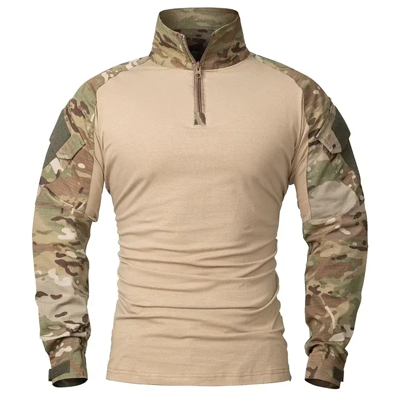 Men's Tactical Combat Shirt - Long Sleeve Ripstop Pullover with 1/4 Zipper for Outdoor Adventures, Airsoft & Workwear