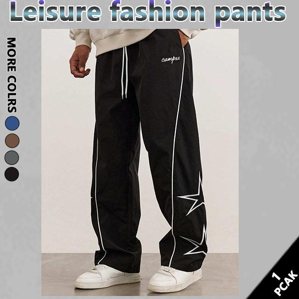 Men‘s Loose Sports Pants Men Trousers Star pattern embroidery designComfortable DesignAthleisure Style Bottoms Athletic Bottoms Gymwear streetwear fall outfits outfits men gym athletic clothes
