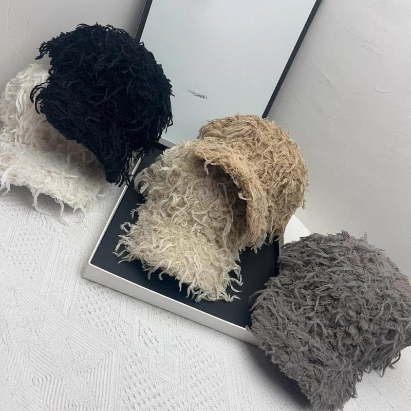 Winter Hat Women Warm Tassel Cap Lamb Wool Baseball Cap Women Men Solid Hip Hop Snapback Cap Outdoor Adjustable Warm Hat