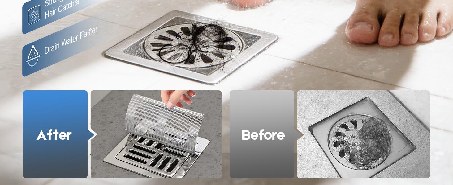 Disposable Hair Drain Stickers, 2026 New Disposable Shower Drain Cover Hair Catcher, Bathroom Floor Drain Filter Stickers Shower Drain Protector - Easy to Install - Mesh Cover Floor Drain Sticker