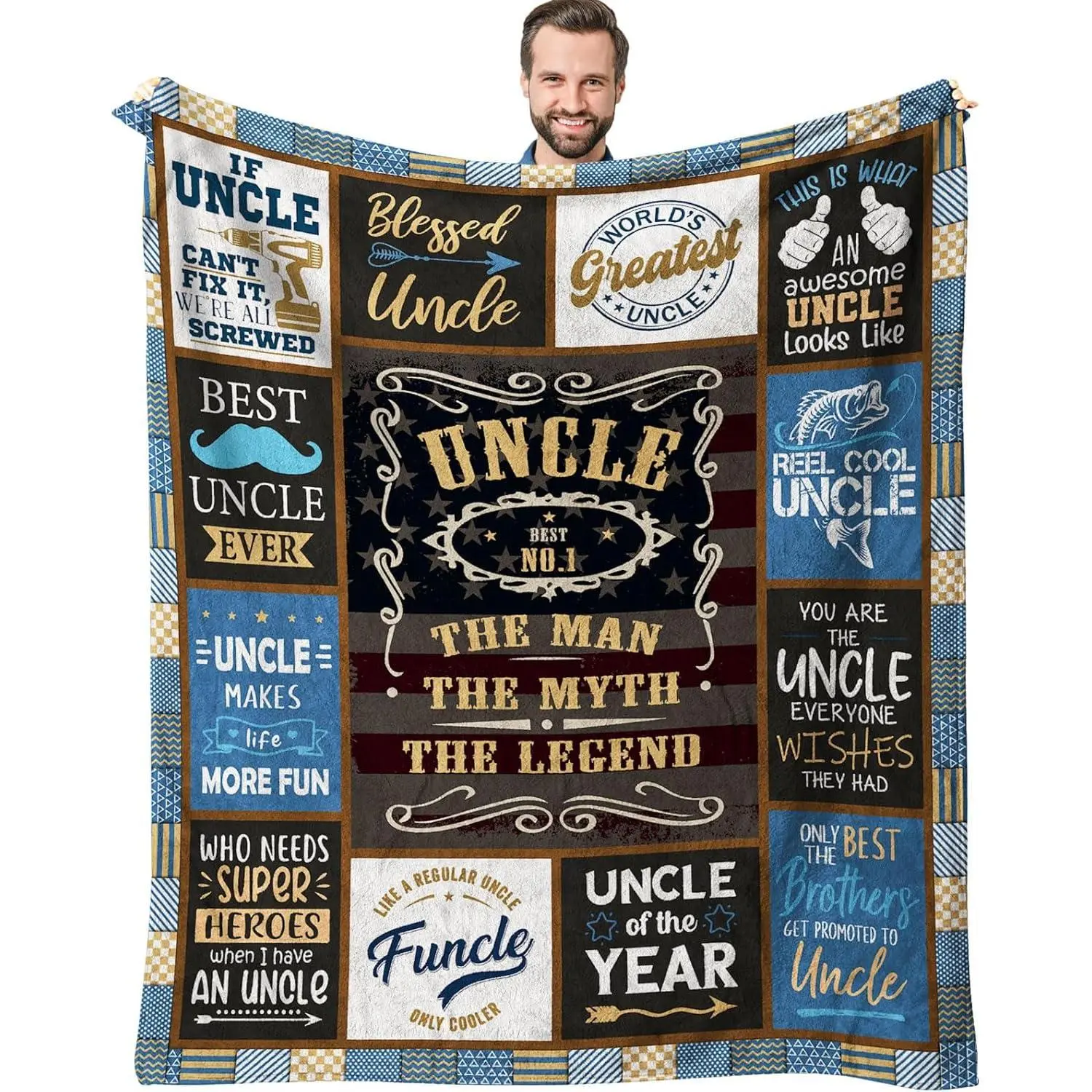 Christmas Uncle Gifts Throw Blanket 60" x 50", Birthday Gifts for Uncle, Best Uncle Gift from Niece, Cool Uncle Gifts from Nephews, Best Uncle Ever Gifts