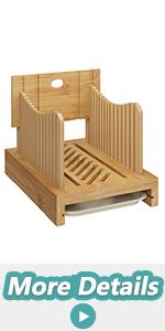 Bamboo Bread Slicer, Adjustable Bread Slicer Guide with 3 Thickness Size, Foldable Compact Chopping Cutting Board, Great for Homemade Bread, Cakes, Bagels