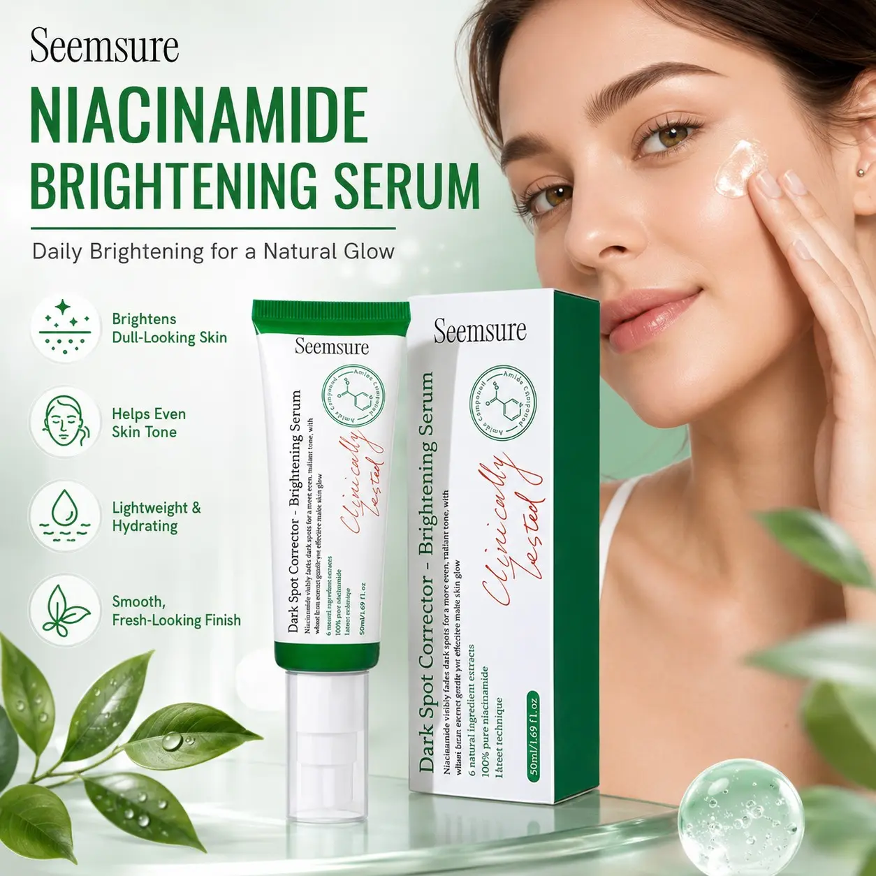 Niacinamide Spot Treatment Serum, 50ML Pump Bottle, Lightweight Hydrating Formula, Moisturizing, Even Skin Tone, Daily Use, Ideal for Dark Spots & Uneven Complexion, Dark Spot Corrector