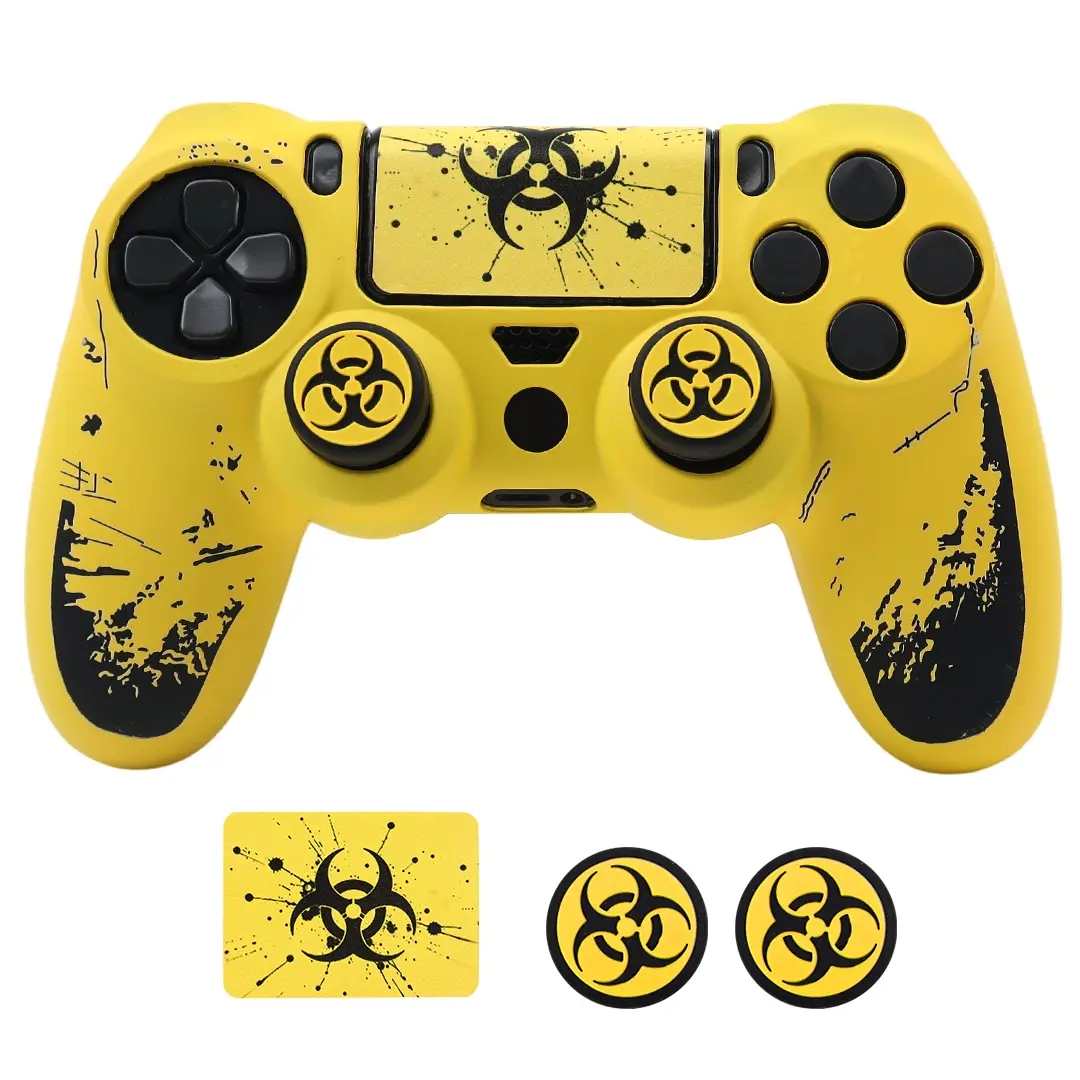 Soft Silicone Protective Case Cover For Playstation 4 Controller Skin Gamepad Game Console Accessories For PS4 Control with Joystick Caps and Touch Pad Sticker