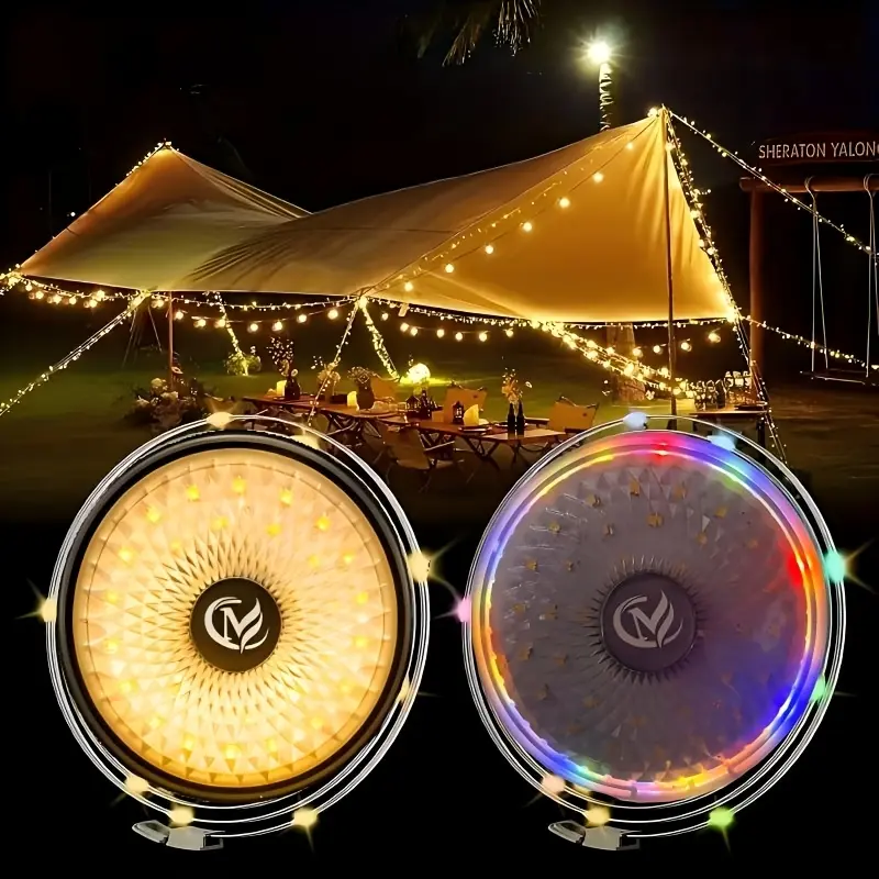 Colorful and warm light camping string lights, upgraded outdoor string lights with 8 lighting modes, USB rechargeable - portable RGB camping string lights for camping, hiking, indoor/outdoor/festival decoration, gift