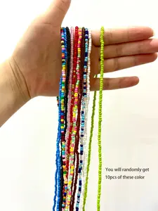 Boho Beaded Waist Chain Set - 10pcs Colorful Stretch Body Chains, Waist Bead Bundle, Waist Chain for Women, Festival Layering Jewelry & Everyday Hippie Accessories, Waistbeads, African Waist Jewelry, Body Jewellery