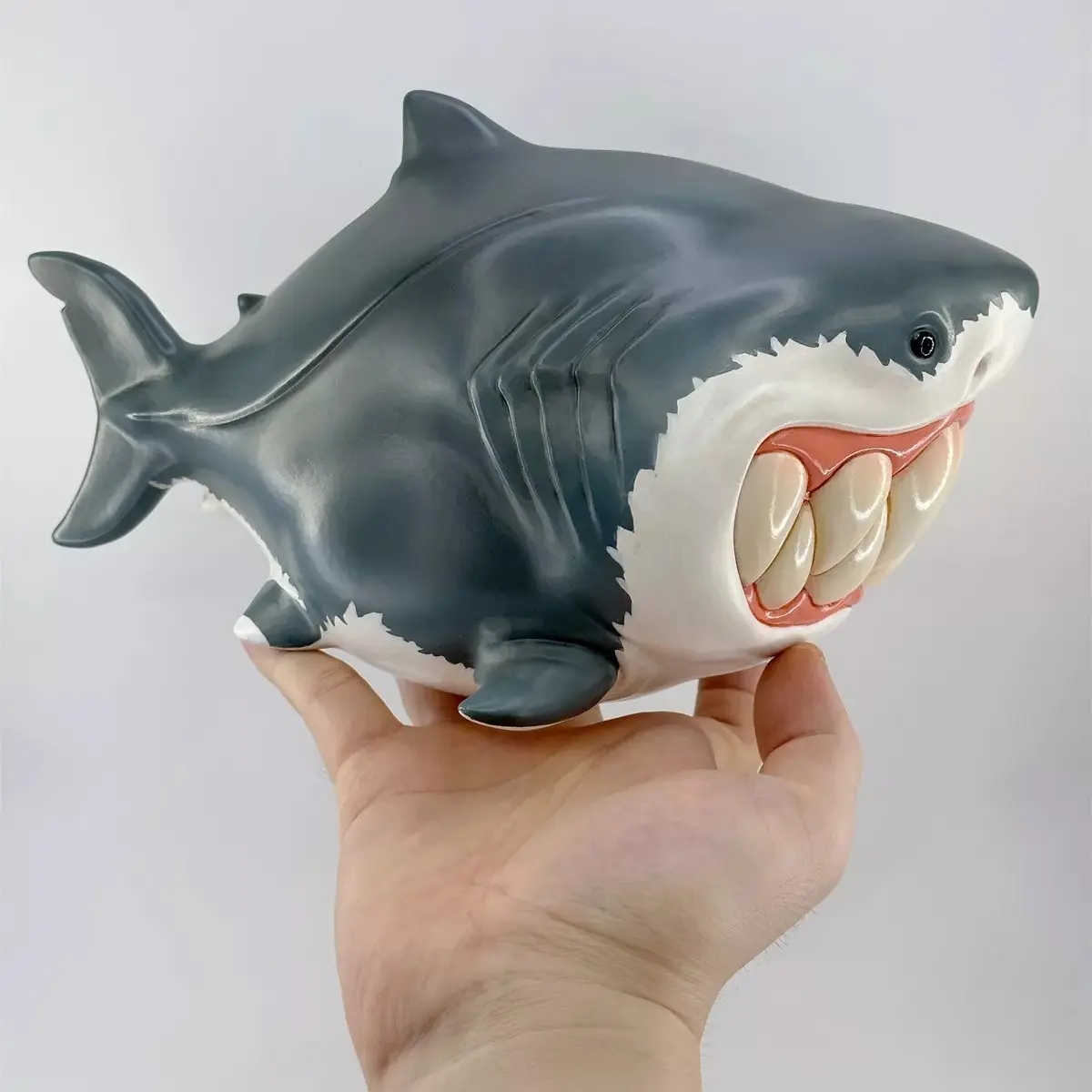 Creative Funny Whale Shark Spitting Fish & Bee Shark Resin Ornament, Quirky Art Figurine for Desktop Decor, Unique Trendy Toy Gift