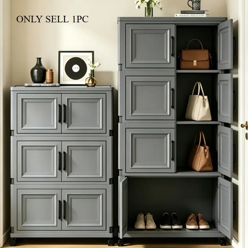 Large-capacity foldable and stackable storage boxes, floor-standing multi-tier wardrobe organizer storage cabinets with wheels, clearance storage cabinets, crevice storage cabinets, space-saving designs, and magnetic suction doors