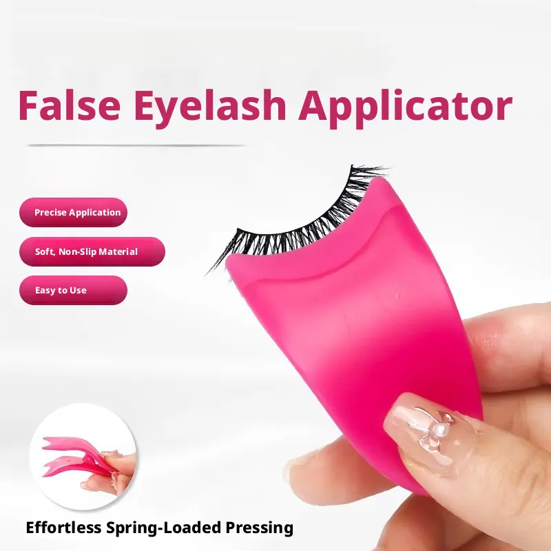 Lash Applicator Tool, Reusable Silicone False Eyelash Helper for Beginners, Easy Lash Application Curved Design Lash Tweezer, Portable Makeup Lash Aid for Natural & Strip Eyelashes, No Glue Mess Makeup Accessory for Daily Beauty Routine