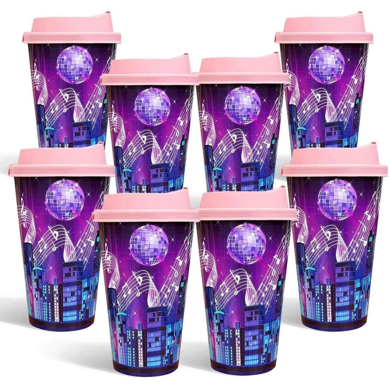 24 Pack Kpop Music Party Cups, Kpop Birthday Decorations, 16oz | KPOP Theme Plastic Drinking Cups for Disco Dance Girls Kpop Birthday Party Supplies