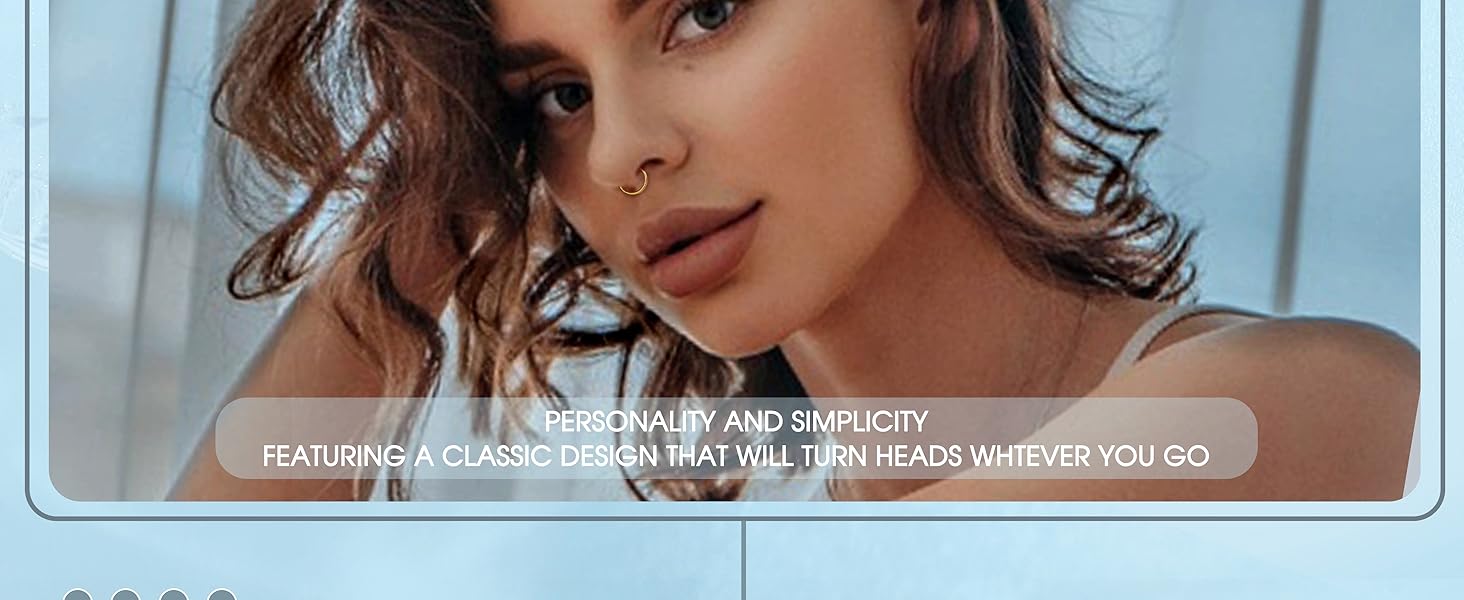 Jstyle 8 Pcs 16G 316L Surgical Steel Nose Rings Hoops Septum Rings Lip Rings Hypoallergenic Nose Clicker Ring Tragus Helix Cartilage Daith Rook Sleeper Earring Body Piercing Jewerly for Women Men