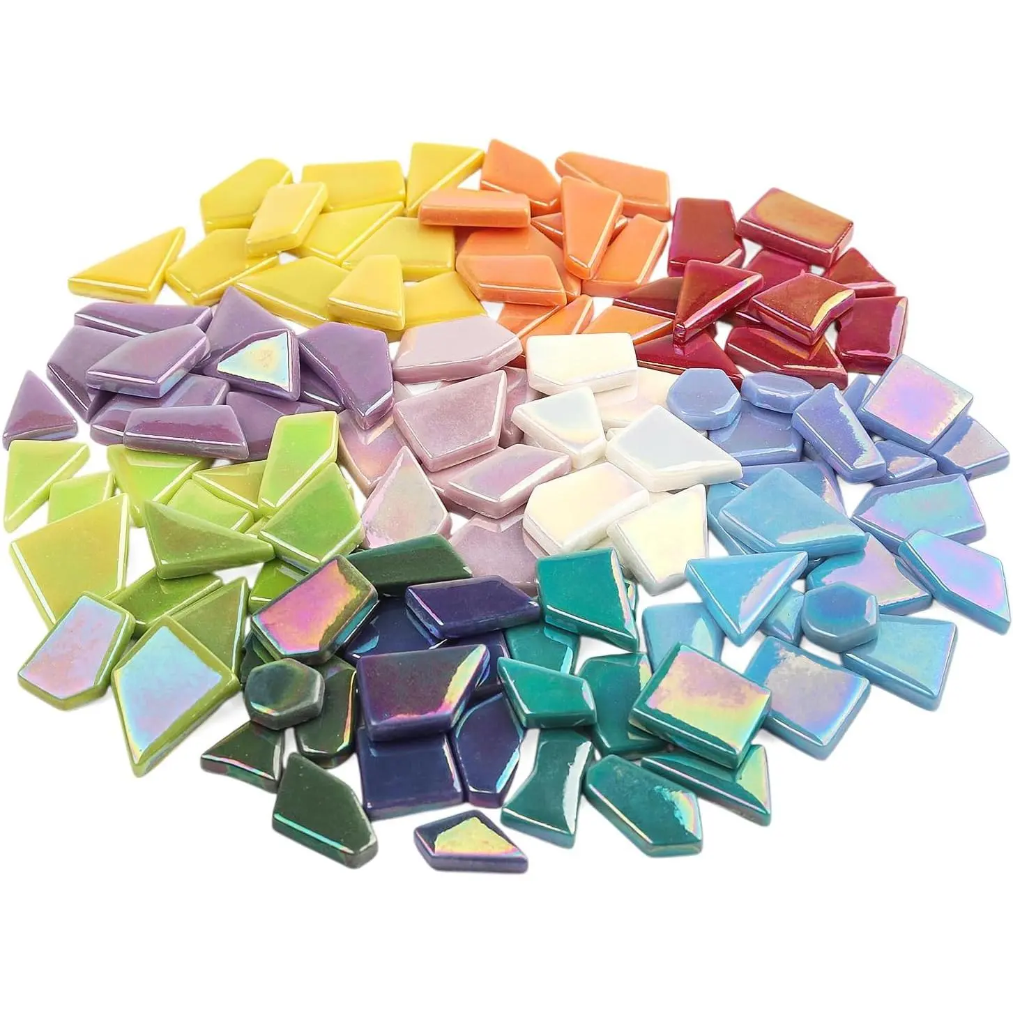 Iridescent Glass Mosaic Tiles for Crafts Bulk,200g Broken Mosaic Glass Pieces for DIY  Garden Art Projects,  Crafts & Decor
