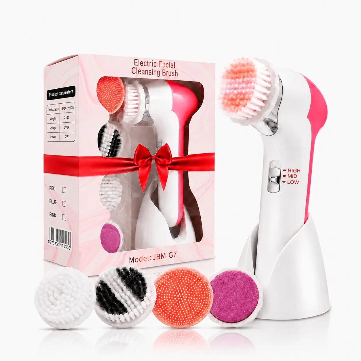 5-In-1 Electric Facial Cleanser, Face Massager, Beauty Device, Adjustable Sizes, Replaceable Heads, Portable, Ideal Gift, Personal Care Appliances