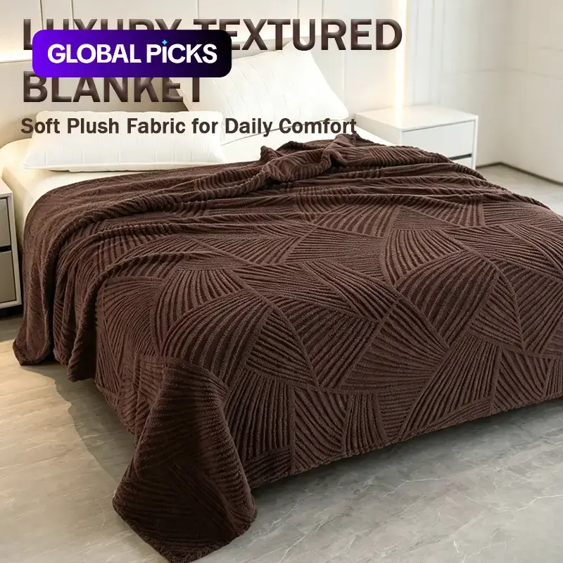 Luxury Textured Plush Blanket, Soft Cozy Throw Blanket, Decorative Sofa Blanket for Bed Sofa Couch, Modern Geometric Pattern for Bedroom Living Room Dorm Home Decoration