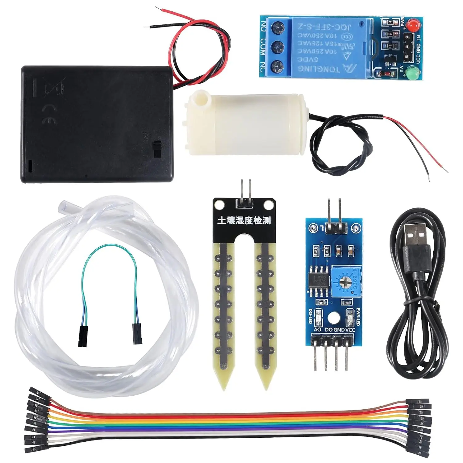Upgrade Automatic Irrigation DIY Kit Self Watering System with Capacitive Soil  Sensor 5V Relay Module and Water Pump + 50cm  Tubing for Garden  Flower Watering DIY