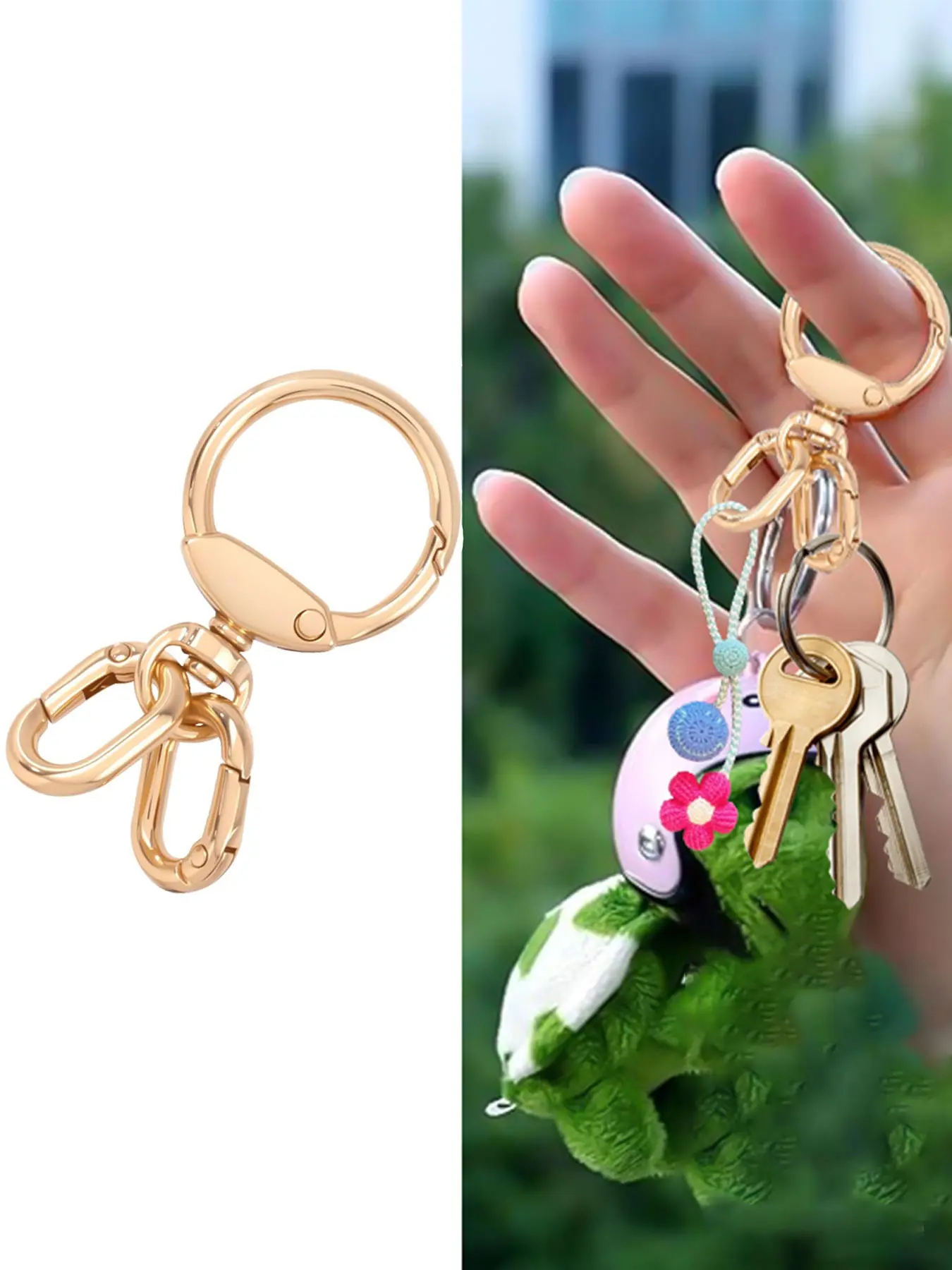 1/2Pcs Swivel Clasp Clip Keyring, Metal Lobster Claw Clasps, Swivel Clasp Clip with Key Rings for Keychain Making, DIY Crafts, Swivel Lobster Claw Hook Bag Strap Buckle Open Snap Hooks Accessory For Bag Charms Backpack Pendant, Key Accessories