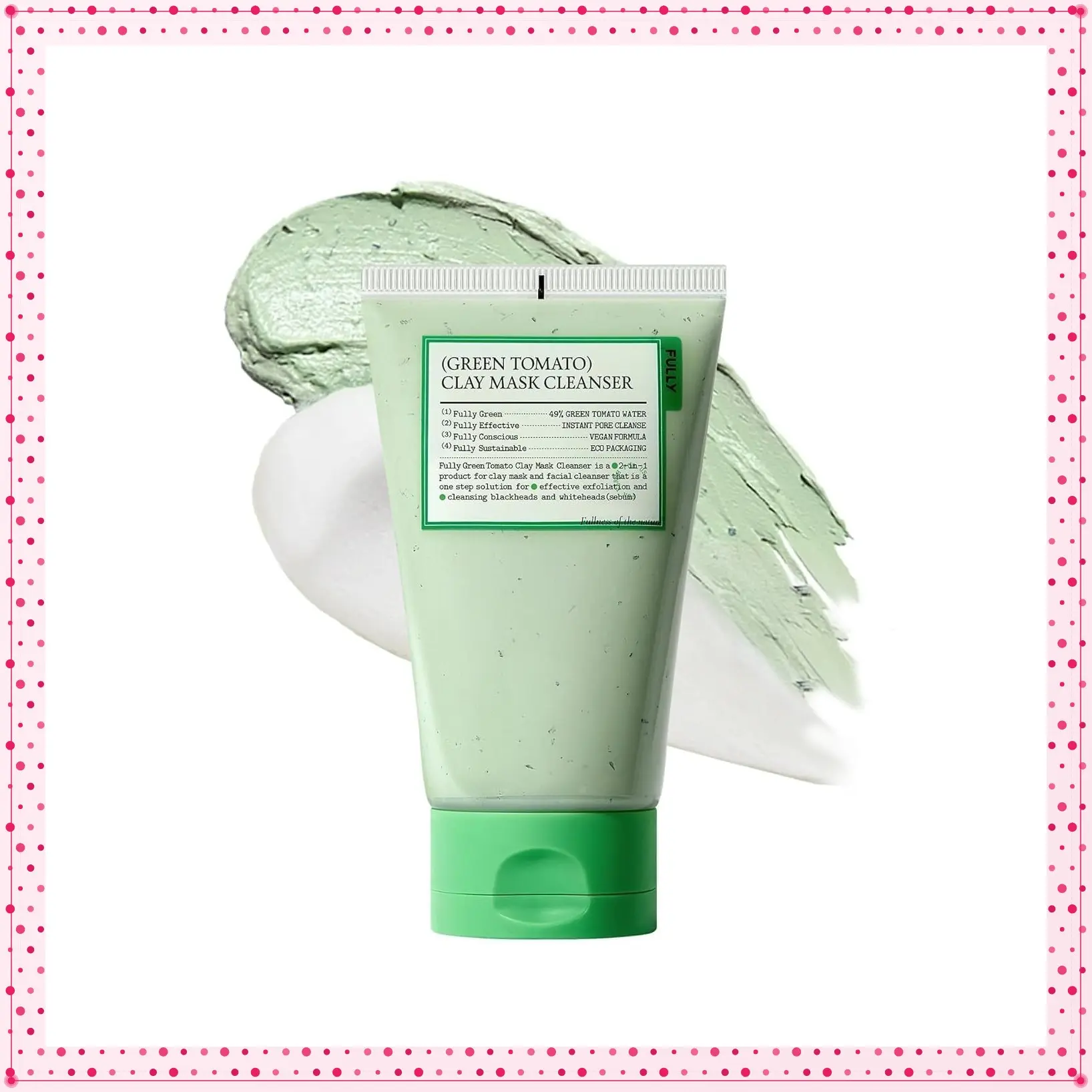 Green Tomato Pore Clay Mask Cleanser for Deep Cleansing, 4.05 fl oz | Clay Pack Cleanser for Deep Pore Cleansing, Blackhead & Sebum Control, Gentle Korean Face Wash for Oily & Combination SkinGift
