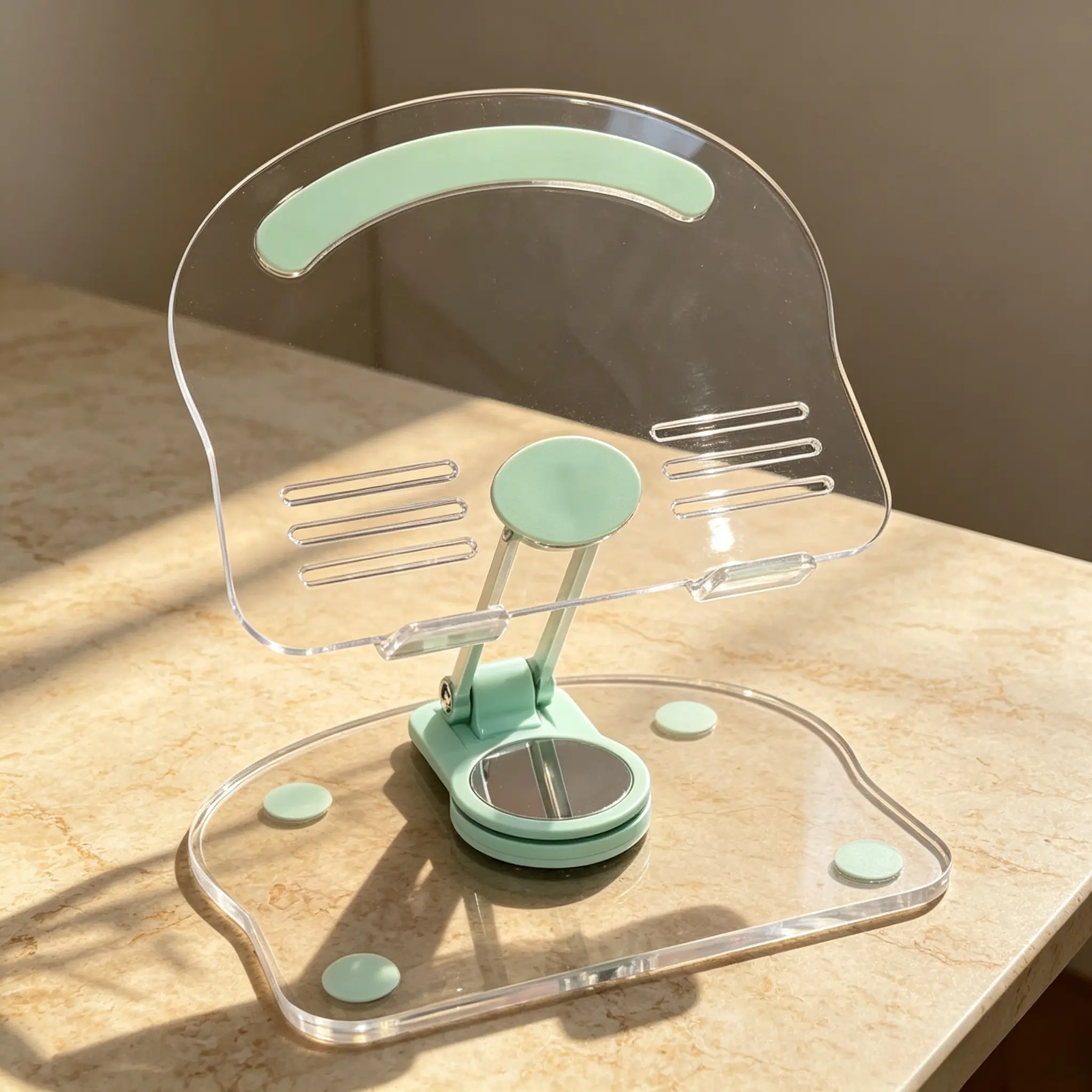 Clear Acrylic Adjustable Foldable Rotatable Phone And Tablet Stand, Non‑Slip Base For Stable Placement, Multi‑Angle Desktop Holder For Home Office Daily Usage